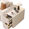 Gabinete Lateral de Sofá Minimalista Moderno, Mesa Lateral de Madera Maciza Pizarra Cuero de Lujo Ligero para Sala de Estar, Mesa de Centro con Almacenamiento