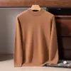 Nuevo Suéter de Cachemira de Color Sólido para Hombre Otoño/Invierno 2026 Suéter de Punto Casual con Cuello de Cuello Alto Doble Capa Camisa Base