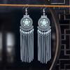 Aretes largos de borla de cadena larga con cuentas de estilo étnico transfronterizo, de alto sentido femenino, bohemios para viaje, joyería para la oreja al por mayor