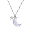 Collar de Clavícula de Plata 925 con Colgante de Diamante Estrella Luna Estilo Nicho Coreano para Mujer Regalo de Cumpleaños Día de San Valentín
