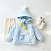 Nuevo Estilo Otoño/Invierno Niña Elegante Versátil Moderno Algodón con Capucha y Cremallera Diagonal de Estrella 3D Ropa de Abrigo para Salir