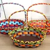 Cesta de mimbre para frutas, snacks, artículos generales, cesta de almacenamiento, bolso tejido, cesta de ratán, estilo pastoral