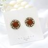 Pendientes de Botón de Otoño e Invierno de Aguja de Plata 925 Pendientes Vintage Pendientes de Estilo Hong Kong para Mujer Pendientes Cortos de Nicho Simples para Viajera B660