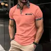 Nova camiseta polo casual masculina transfronteiriça da Amazon, bolso no peito, gola, manga curta, combinação de cores, top T-shirt versátil