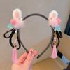 Estilo chinês Ano Novo acessórios para o cabelo meninas Hanfu festivo peruca de borla vermelha trança headband Bebê Ano Novo cocar