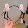 Adereço de Cabeça com Franja Vermelha de Ano Novo para Crianças Faixa de Cabelo Trança Peruca Estilo Antigo Chinês Aro de Cabelo Bola de Cabelo Grampo de Cabelo
