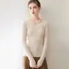 Suéter de malha curto com decote V feminino, prêt-à-porter de primeira linha 100% cashmere usando fio Consinee, novo outono/inverno