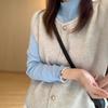 Chaleco de punto gris para mujer, nuevo chaleco de primavera y otoño de 2025, elegante y elegante.