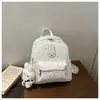 Mochila de estilo coreano con estampado de lunares, conejo y estrellas en bloques de color para estudiantes, bolsa escolar de gran capacidad, mochila linda y elegante para niñas