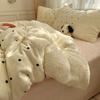 Conjunto de Quatro Peças de Veludo Leite Cashmere Espessado Quente Costurado Estilo Mesmo da Xiaohongshu Conjunto de Três Peças de Veludo Coral Espessado