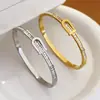 Pulsera de acero de titanio moda transfronteriza europea y americana estrellas femeninas diamante redondo amantes acero inoxidable oro 18 joyería nueva