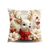 Bufanda de Reno de Papá Noel Funda de Almohada Nieve en Relieve Árbol Suave Linda Curativa Vacaciones de Invierno Funda de Cojín Decorativa para Sofá