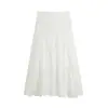 Conjunto feminino estilo chinês com gola alta, abotoado, bordado vazado, elegante conjunto de saia de duas peças com bordado resistente 7082691