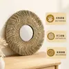Espejo Tejido de Paja Estilo Bohemio Étnico Espejo Decorativo Colgante Borla Hecha a Mano Tejida Colgante de Pared Decoración de Pared para Mesita de Noche para Casa de Huéspedes