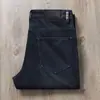 Jeans Masculino Loose Azul Escuro de Alta Qualidade Versátil Modelo 2026 Luxo Leve Stretch Casual Urbano Outono/Inverno Calça Longa Reta