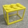 Mini pecera de bloques de construcción transparentes de acrílico, adecuada para peces betta o peces dorados, un acuario de escritorio creativo para paisajismo decorativo, caja de plástico para betta