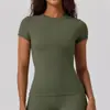 Camiseta de Yoga Versátil de Manga Curta com Gola Redonda de Secagem Rápida Transfronteiriça para Corrida ao Ar Livre, Esportes, Fitness, Modeladora