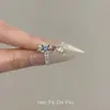 Anel Sonhador de Borboleta Azul para Mulheres, Design de Nicho Ins, Anel Aberto Ajustável, Anel de Casal Simples e Único, Anel para Dedo Indicador