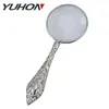 Lupa de Mano Mini Metal de 4.5cm con Mango de Patrón Europeo HD para Lectura Dorada/Plateada
