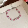 Juego de Joyería de Flor de Vidrio de Colores, Pendientes Dulces de Verano, Pulsera, Collar, Joyería de Lujo Ligero y de Alta Gama para Mujeres