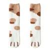 Calcetines de felpa de coral para otoño e invierno para mujer, calcetines lindos de pata de gato, engrosados y cálidos, calcetines dulces para el hogar al por mayor