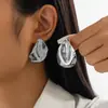 Pendientes Asimétricos Ovalados Exagerados Estilo Ins Plegados Metálicos Brillantes Joyería Transfronteriza Europea y Americana