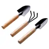 Set de tres piezas para herramientas de jardinería casera: pala pequeña, palita, herramientas para aflojar la tierra, deshierbar, cultivar verduras y cultivar flores