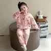 Pijama de Invierno para Niña de Coral Grueso Flannel Infantil Conjunto de Ropa para Casa Pijama Caliente para Bebé Ropa de Invierno