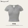 Conjunto de dos piezas para mujer American Spice Girl Lulu de verano 2025, top corto de manga corta con cuello en V y tirantes, falda midi ajustada a la cadera.