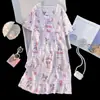 Bata Coreana de Verano para Mujer, Algodón Nube, Ropa de Casa de Manga Corta para Niños, Bata Suelta de Dibujos Animados Lindos, Pijama de Mujer, Verano