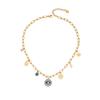 [Ice Meng] Collar de Ojo de Aceite Goteando Moda Amor Acero Inoxidable Cadena Clavícula Collar de Moda INS N119