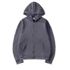 Cardigã Europeu e Americano Transfronteiriço Moletom com Capuz Cor Sólida Roupas Esportivas Tops Outono e Inverno Mesmo Estilo Camisa com Zíper para Homens e Mulheres Venda por Atacado