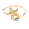 Pulsera de Brazo Creativa de Alto Nivel Estilo Marino Europeo y Americano Transfronteriza, Pulsera de Brazo de Moda Perla Azul Lágrimas del Océano Estrella de Mar, Pulsera para Hombre
