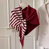 Xale Grande de Tricô Clássico com Blocos de Cor Listrados Simples, Macio e Ceroso, para Mulheres na Primavera e Outono, Multifuncional