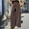 Calças de veludo cotelê femininas, nova moda outono, calças versáteis de veludo cotelê de perna reta e perna larga para mulheres baixinhas