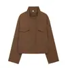 Comercio exterior venta al por mayor transfronteriza 2026 nuevo otoño moda europea y americana para mujer abrigo superior casual holgado con cuello alto tipo chimenea holgado