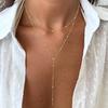 Collar de lazo dorado para mujer, collar largo chapado en oro de 14 k/plata, collar con colgante en forma de Y, delicado