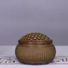 Estufa Aromaterapia de Malla de Cobre Puro con Tapa Fondo Plano Quemador de Incienso Decoración Regalo para el Hogar Adornos Sándalo Latón Colección Antigua