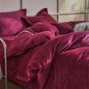 Nuevo Juego de Ropa de Cama Cálido Engrosado de Color Sólido de Doble Capa de Terciopelo de Leche para Hogar para Dos o Una Persona, Juego de Tres o Cuatro Piezas