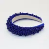 Diadema de perlas de lujo europea y americana, pasador de pelo, diadema de red para la parte superior de la cabeza, diadema roja para el cabello, presión lateral ancha, industria pesada exagerada, para mujer, venta al por mayor