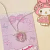 Colar Galáxia Pêssego Amor Feminino Nicho Luxo Leve Cravejado com Zircônia Rosa Barbie Corrente para Clavícula Feminina Estilo Igual ao Red Book
