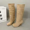 Botas de cavaleiro over-the-knee para mulheres, botas de cano alto retrô em camurça, botas longas com salto alto fino, botas de cowboy western