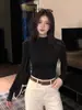 Camiseta Básica Versátil de Color Sólido para Mujer 2026 Otoño Nuevo Estilo Super Bonita Cuello Alto Manga Larga Top Base