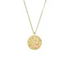 Moda Europea y Americana Temperamento Diseño de Nicho Estilo Placa Redonda Colgante de Diamante Colorido Acero Inoxidable Chapado en Oro de 18K Placa Cuadrada Luna Estrella Collar