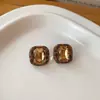 Pendientes de borla con carcasa de madera marrón transfronterizos europeos y americanos, pendientes de estilo vintage Maillard, pendientes de mujer de lujo ligero de alta gama
