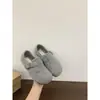 Zapatos tipo Birkenstock de suela gruesa con forro de felpa gris, cálidos y mullidos, zapatos de algodón para mujer, nueva colección Otoño/Invierno 2025, zapatos planos tipo Birkenstock