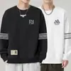 Moletom masculino de primavera e outono, tamanho grande, versátil, folgado, casual, moderno, gola redonda, pulôver, grosso, camisa básica estilosa