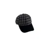Gorra de béisbol de lana para niños, nuevo sombrero cortavientos y cálido de otoño, gorra de cuadros retro con bloques de color para niños, transfronterizo