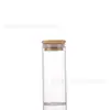 Fabricante Original Tapa de Bambú de 37 mm Boca Recta Vidrio de Borosilicato Alto Botella de Vidrio Pequeña Botella de Mensaje en una Botella Mini Botella de Almacenamiento de Frijoles Dorados