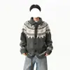 Chaqueta de punto Fair Isle para hombre, diseño de otoño, bloques de color, cárdigan de punto grueso